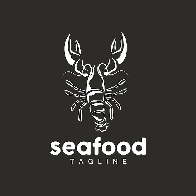 Lobster Logo Prosty Minimalistyczny Designkrewetki Owoce Morza Jedzenie Wektor Ilustracja Symbol Ikona