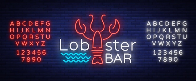 Lobster Neon Logo Ikona Ilustracja Wektorowa Godło Neon Szyld Dla Restauracji Kawiarni