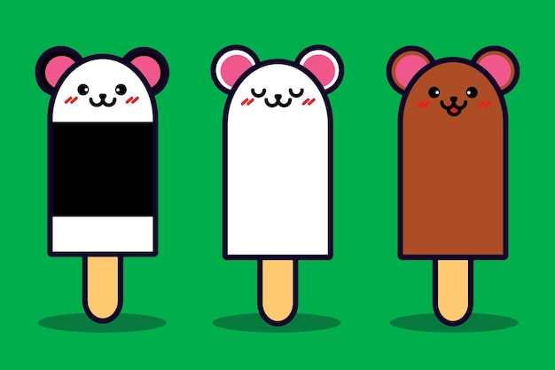 Plik wektorowy lodowy miś panda i grizzly popsicle