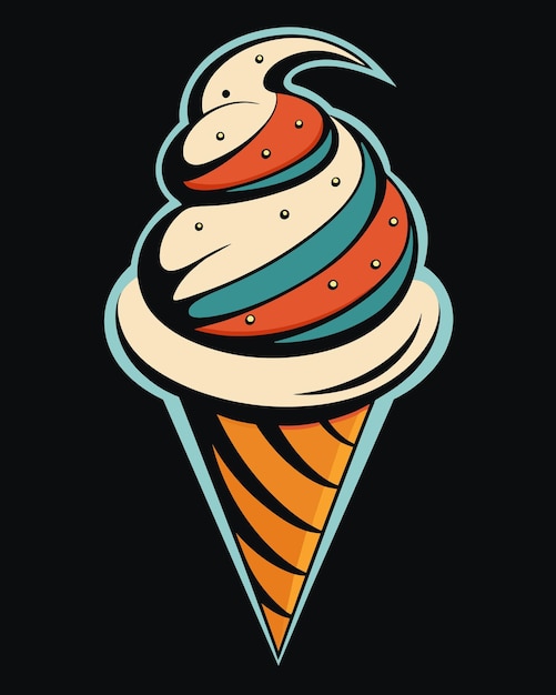 Lody w stożku na czarnym tle Ilustracja wektorowa