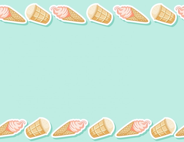 Lody w wzór waflowy stożek. Śliczna kreskówka stylu tła tekstury płytka