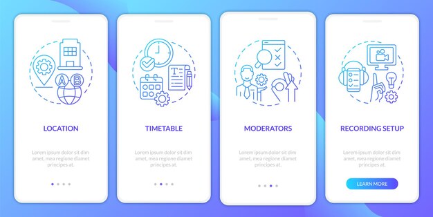 Logistyka sesji testowania użyteczności niebieski gradient na ekranie aplikacji mobilnej