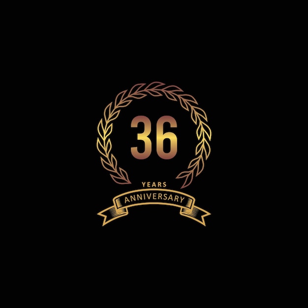 Logo 36. Rocznicy Ze Złotym I Czarnym Tłem