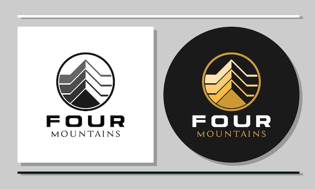 Logo 4 Góry 4 Trójkąty Z Grubymi I Cienkimi Liniami