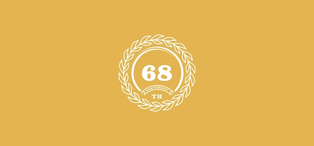Logo 68. Rocznicy Z Pierścionkiem I Ramką W Białym Kolorze I Złotym Tłem