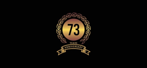 Plik wektorowy logo 73 rocznicy ze złotym i czarnym tłem