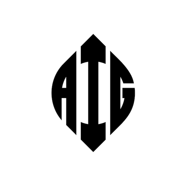 Logo Aig Z Okrągłymi Literami W Kształcie Okręgu I Elipsy Aig Z Elipsami W Stylu Typograficznym Trzy Inicjały Tworzą Logo Okrągłego Aig Krąg Emblemat Abstrakcyjny Monogram Znak Litery Wektor