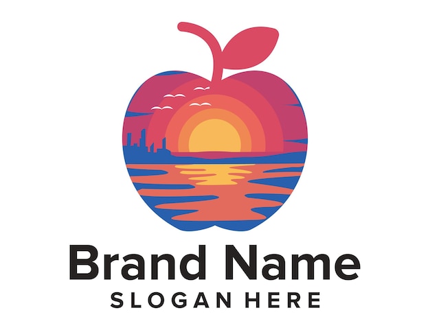 Logo Apple Z Połączeniem Beach Sunset Logo Apple Beach