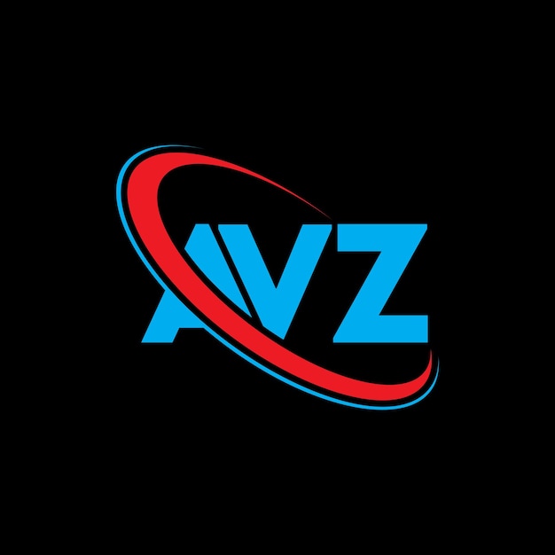 Plik wektorowy logo avz (litery avz, inicjały avz, połączone z okręgiem i dużymi literami) logo avz (typografia avz dla firmy technologicznej i marki nieruchomości)