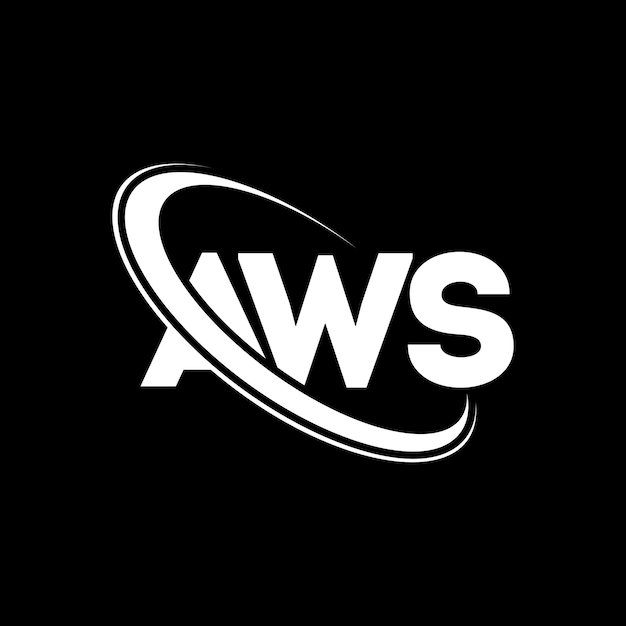 Plik wektorowy logo aws (litera aws) projekt logo litery aws (inicjały) logo aws powiązane z okręgiem i wielkim monogramem logo aws (typografia dla biznesu technologicznego i marki nieruchomości)