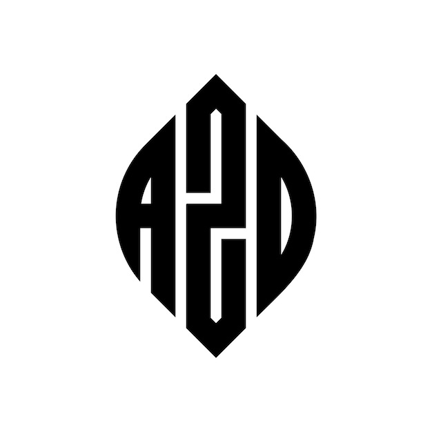 Plik wektorowy logo azd z okrągłymi literami w kształcie okręgu i elipsy azd z elipsami w stylu typograficznym trzy inicjały tworzą logo okręgu azd emblemat okrągłego abstrakt monogram znak litery wektor