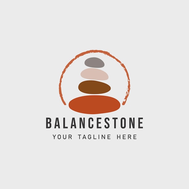 Logo Balance Stone Vintage Minimalistyczna Ilustracja Wektorowa Szablon Ikony Projekt Graficzny