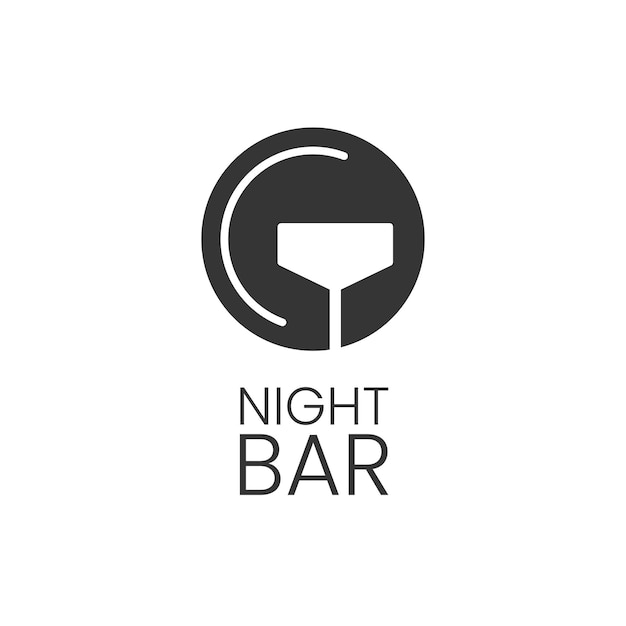 Logo Bar Alkoholowy Sklep Restauracja Kieliszek Z Napisem Bar Nocny