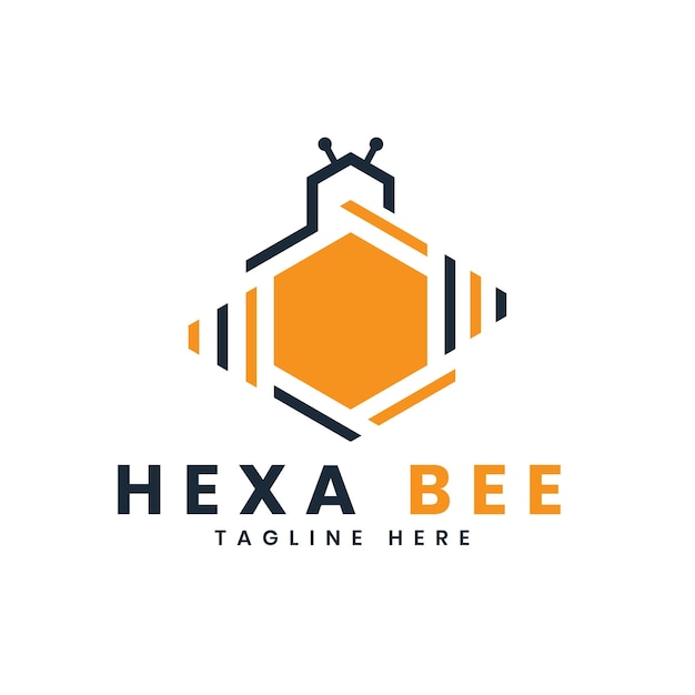 Plik wektorowy logo bee hexagon kształt technologia koncepcja logo