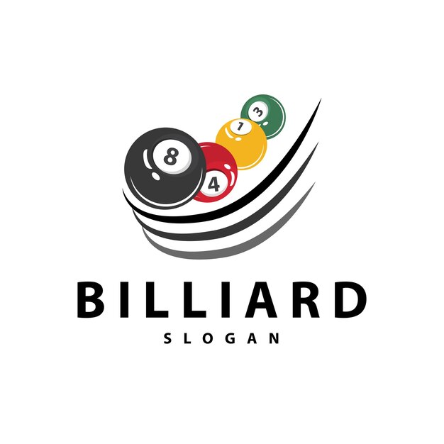 Logo Bilardowe Minimalistyczny Design Piłka I Kij Symbol Ilustracja Szablon
