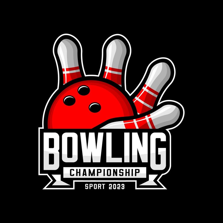 Wektor logo bowlingu ze słowem bowling
