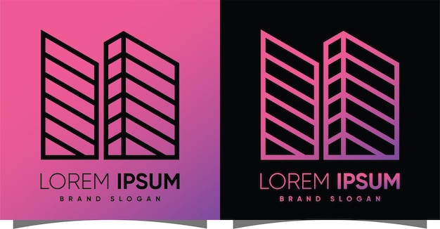 Logo Budynku Z Kreatywnym Nowoczesnym Stylem Premium Wektor