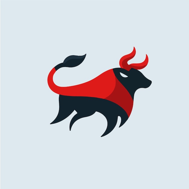 Plik wektorowy logo byka z połączeniem czerwonego i czarnego