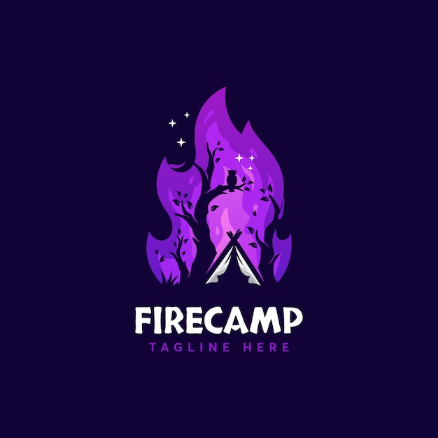 Logo Camping Moden Minimalism Color Fire