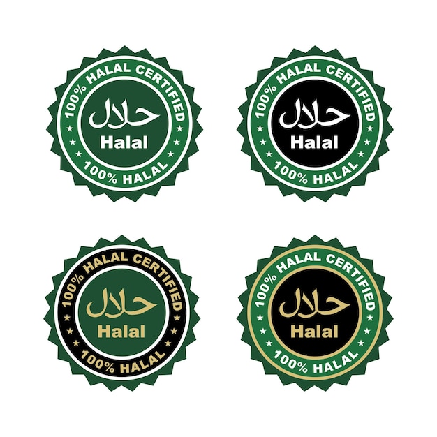 Logo certyfikowane jako żywność halal Logo etykiet żywności halal Logo halal Ilustracja wektorowa