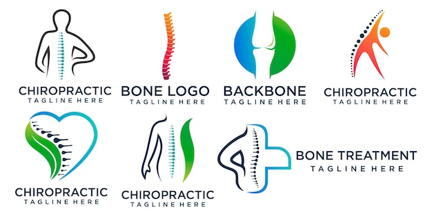 Logo Chiropraktyczny Masaż Pleców I Osteopatia Zestaw Ikon Szablon Projektu Logo