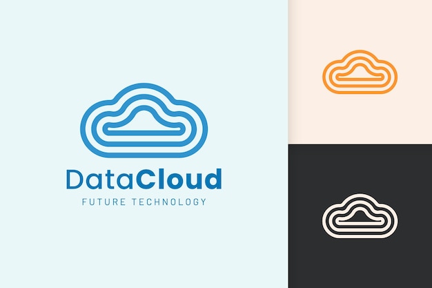 Logo Cloud Lub Data W Nowoczesnym Stylu W Kolorze Niebieskim