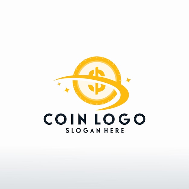 Logo Coin Finance Z Wektorem Symbolu Swoosh, Szablon Logo Modern Dollar