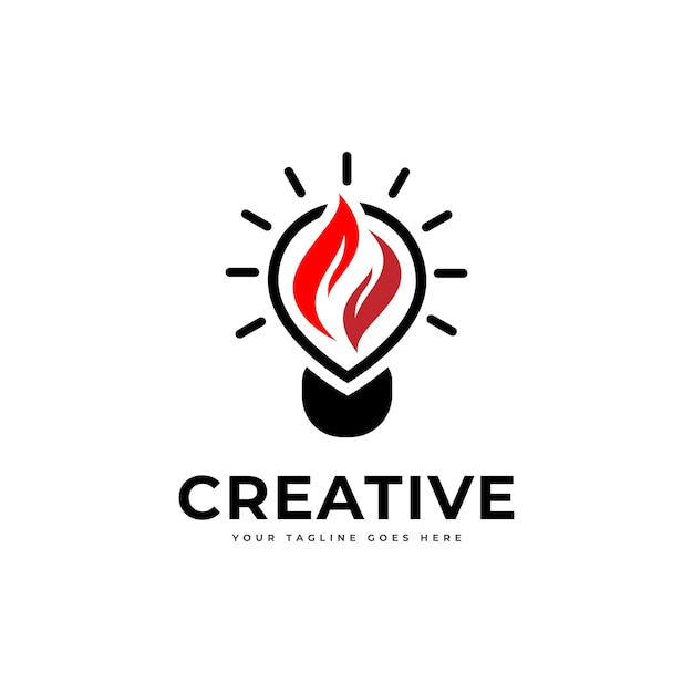 Logo Creative Fire Bulb Projektuje Wektor Koncepcyjny Inspiracja Edukacja Symbol Logo