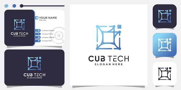 Logo Cube Tech Z Nowoczesną Koncepcją Abstrakcyjną Premium Wektor