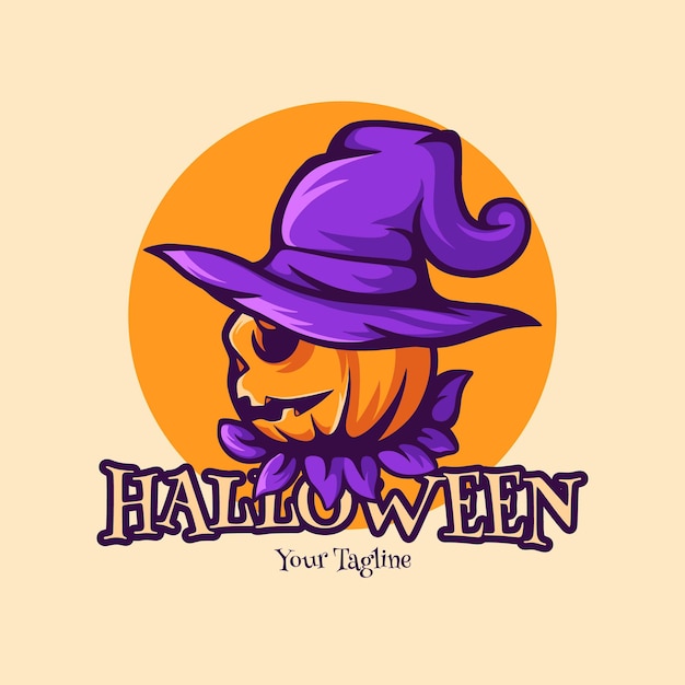 Plik wektorowy logo czarownicy z dyni na halloween