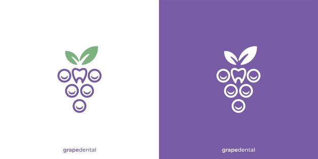 Logo dentystyczne winogron Uśmiech winogron i zębów w minimalistycznym stylu Symbol ikony logo opieki dentystycznej
