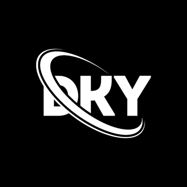 Plik wektorowy logo dky (litery dky) - inicjały dky, połączone z okręgiem i dużymi literami, logo dky, typografia dla firmy technologicznej i marki nieruchomości.