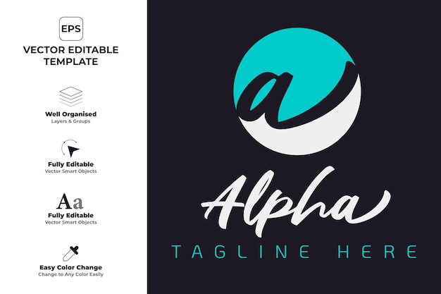 Plik wektorowy logo dla firmy, która jest logo z napisem alpha tag