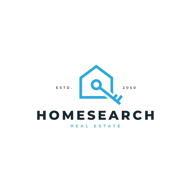 Plik wektorowy logo domu i klucza wyszukiwania dla agenta nieruchomości