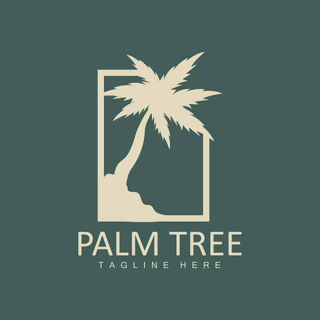 Logo Drzewa Kokosowego Palma Zachód Słońca Na Plaży Wektor Elegancki Minimalistyczny Prosty Projekt Symbol Szablon Ikona