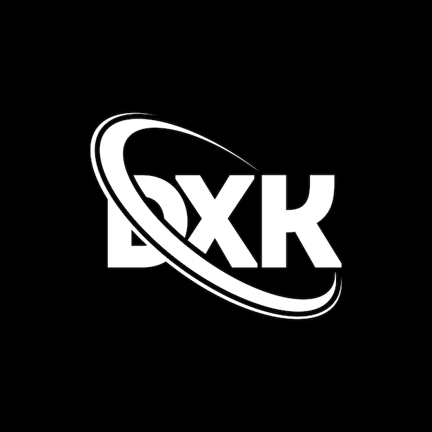 Plik wektorowy logo dxk (litera dxk) - inicjały logo dxk połączone z okręgiem i dużymi literami (monogram) logo dxc (typografia dla firmy technologicznej i marki nieruchomości)