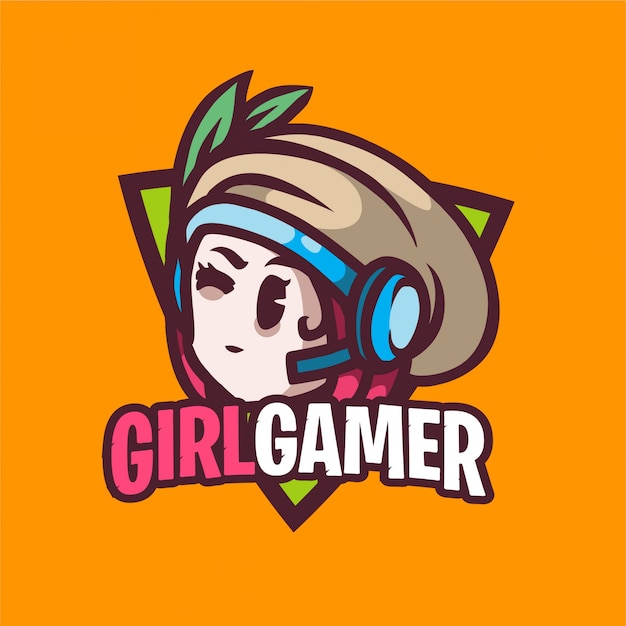 Logo E-sport Cute Girl Gamer