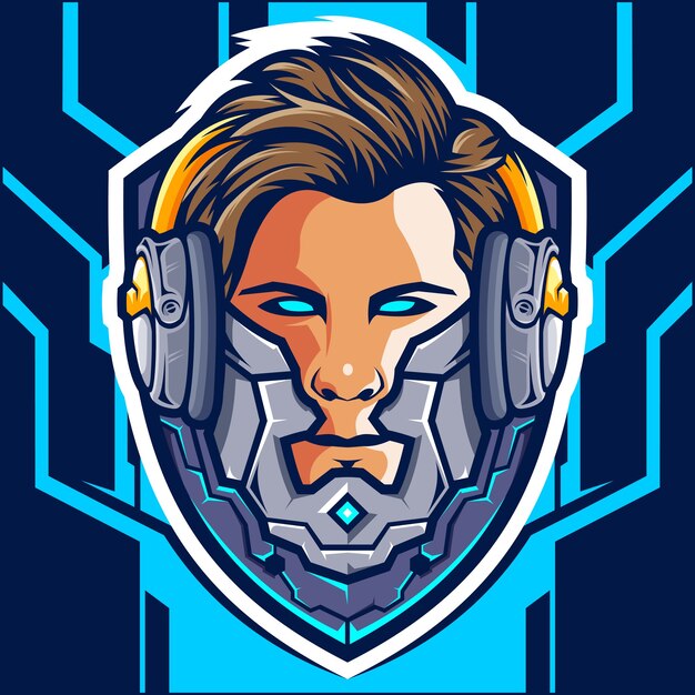 Logo E-sportowe Head Cyborg Gamer