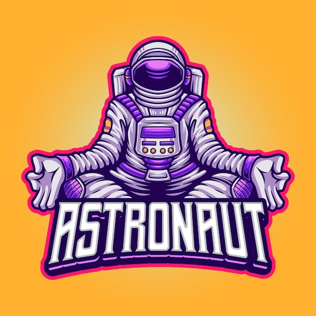 Logo E-sportu Maskotki Relaksującej Medytacji Astronauty