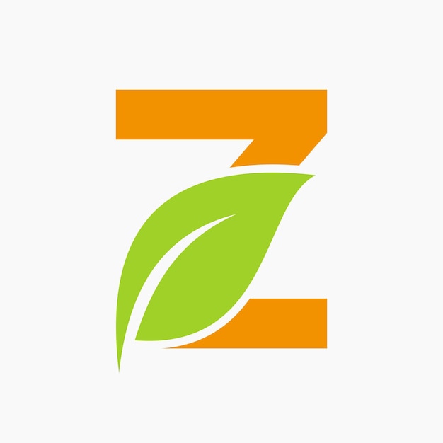 Plik wektorowy logo eco leaf na literze z koncepcja z ikoną bio liścia