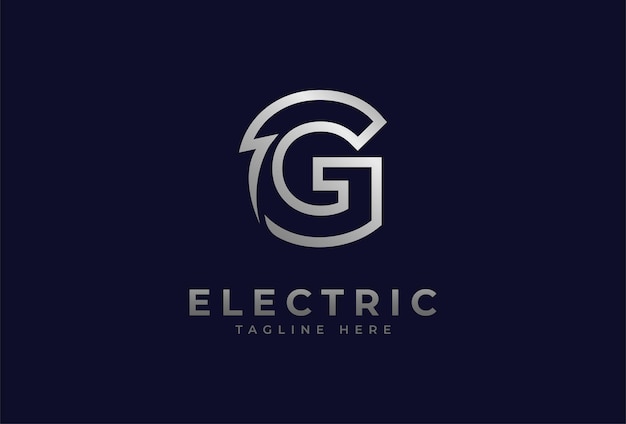 Logo Elektryczne, Litera G Z Kombinacją Piorunów, Szablon Logo Projektu Elektrycznego