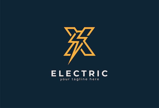 Logo Elektryczne, Litera X Z Kombinacją Piorunów, Szablon Logo Projektu Elektrycznego