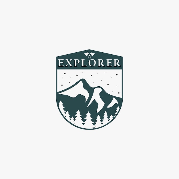 Logo Emblematu Explorer W Kształcie Góry