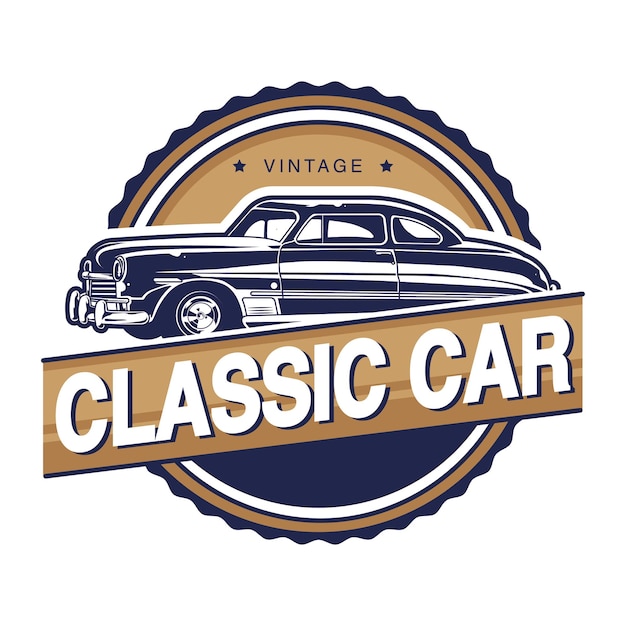 Logo emblematu retro i klasycznego garażu samochodowego