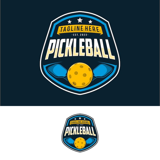 Logo Emblemy Pickleball Ilustracja Wektorowa Etykiety Sportowej Dla Klubu Pickleball