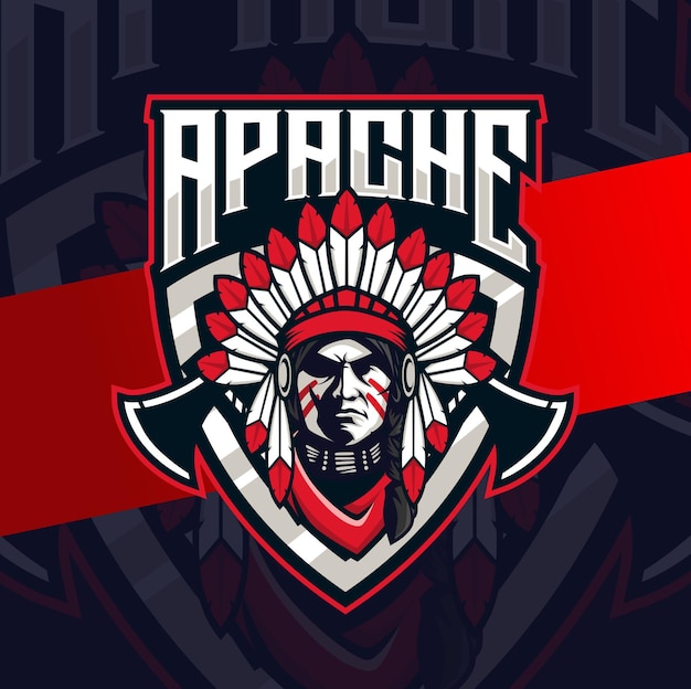 Logo Esport Maskotka Szefa Indyjskiego Apache Do Logo Gier I Sportu