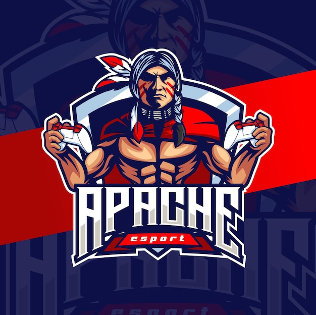 Logo Esport Maskotka Szefa Indyjskiego Apache Do Logo Gier I Sportu