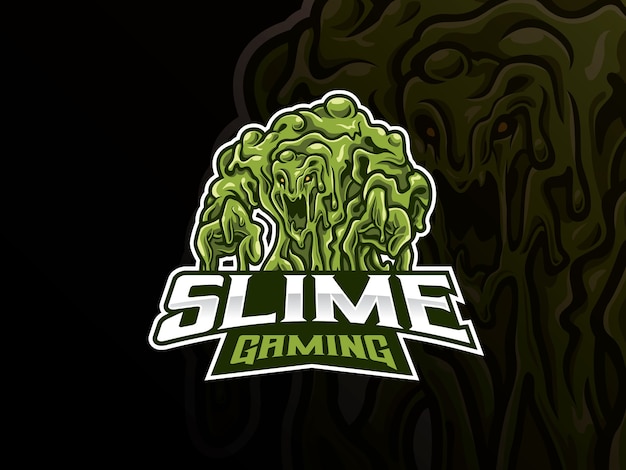 Logo Esport Maskotki Potwora Slime. Logo Maskotki Szlam Straszny Potwór. Maskotka Zielony Szlamowy Potwór Dla Drużyny E-sportowej.