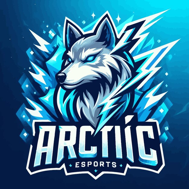 Plik wektorowy logo esportu ice bolt wolf