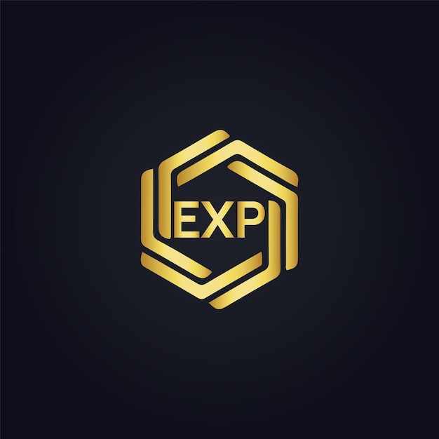 Logo EXP E X P projekt Białe litery EXP e X P projekt logo litery E X P projektowanie logo litery w